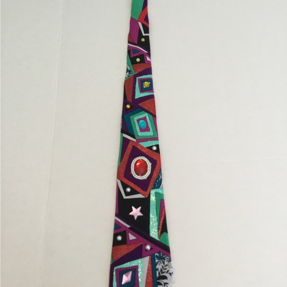Multicolor Geometric Pattern Tie - Picture 10 of 14